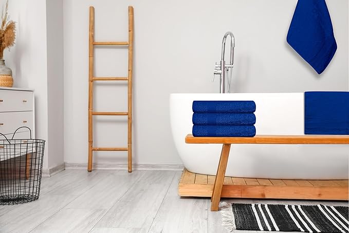 Premium Hand Towels Pack of 6 (16" x 30”) 100% Combed Ring Spun Cotton | Highly Absorbent Hand Towels Set | Ultra Soft for Home, Gym & Spa (Royal Blue)