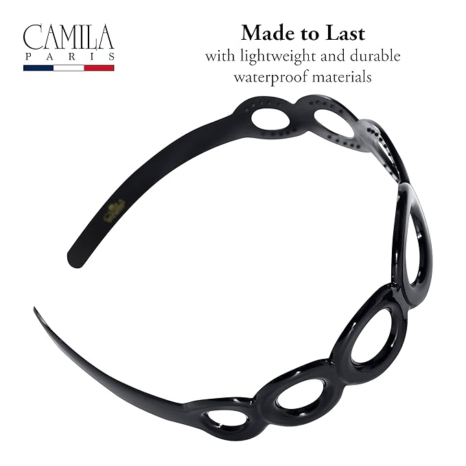 Camila Paris CP3296 French Headband for Women, Strong Hold Grip Women's Hair Band, Very Flexible, No Slip and Durable Styling Girls Hair Accessories, Made in France with Cellulose