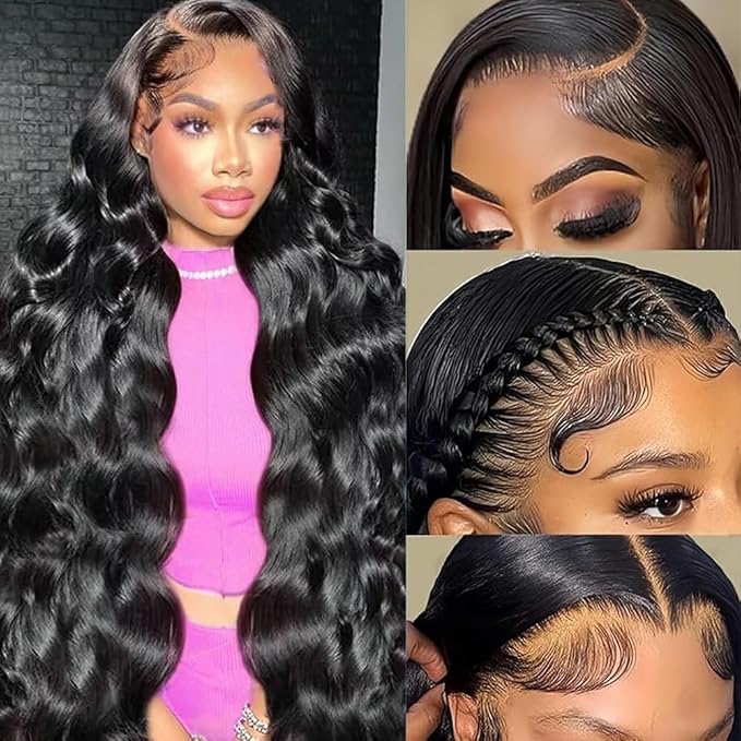 13x6 Body Wave Lace Front Wigs Human Hair Pre Plucked 200% Density HD Transparent Lace Frontal Wigs Human Hair for Women Glueless Wigs Human Hair with Baby Hair 26 Inch