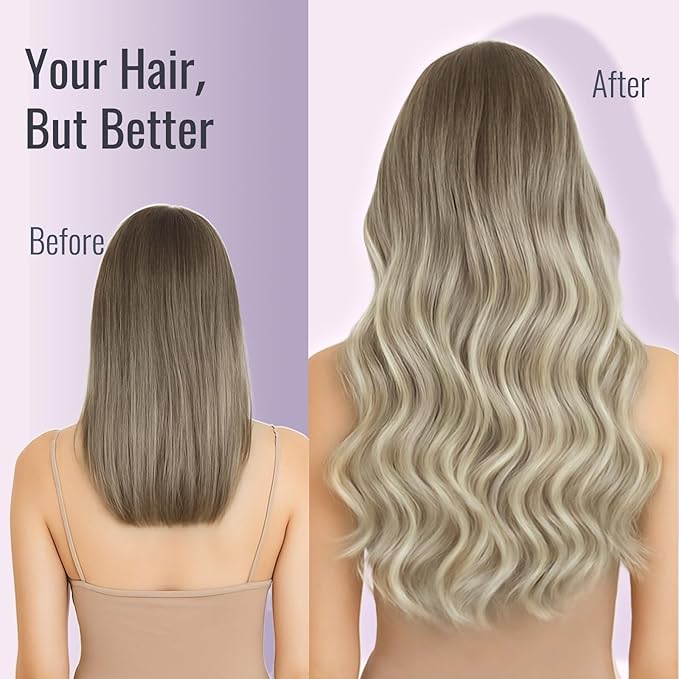 Fshine Tape In Hair Extensions 16 Inch Ash Blonde And Platinum Blonde Balayage Tape in Real Human Hair Extensions Skin Weft, Great for Professionals & Office Women 20 pcs 50 g