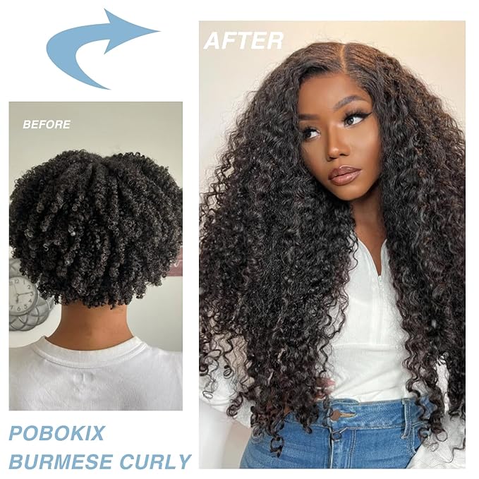 Burmese Curly Clip in Hair Extensions Real Human Hair 8Pcs Brazilian Human Hair Clip ins for Black Women With 18Clips 120g 12inch #1B Natural Black