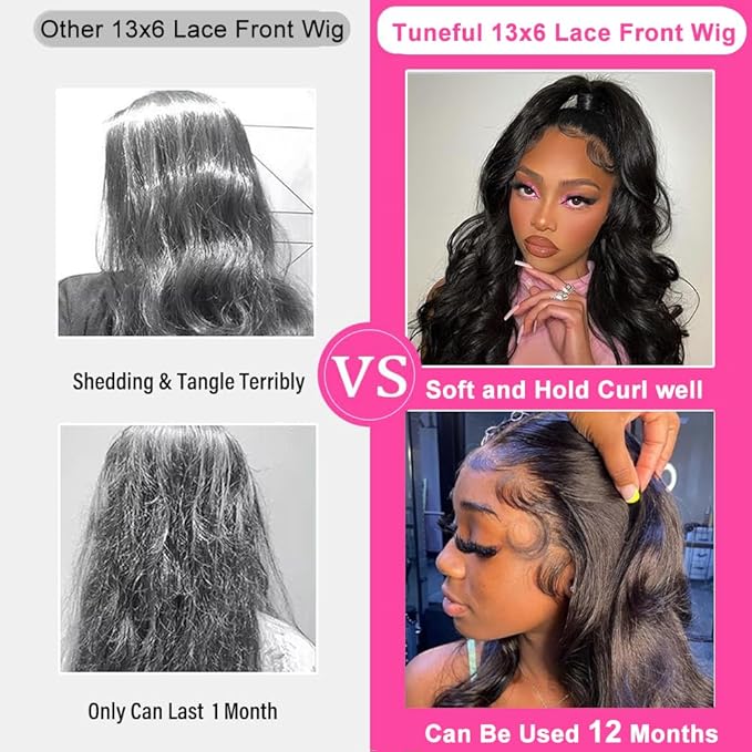 Tuneful 28 Inch Body Wave Lace Front Wigs Human Hair 13x6 HD Lace Frontal Wigs Human Hair Pre Plucked Human Hair Lace Front Wigs for Women