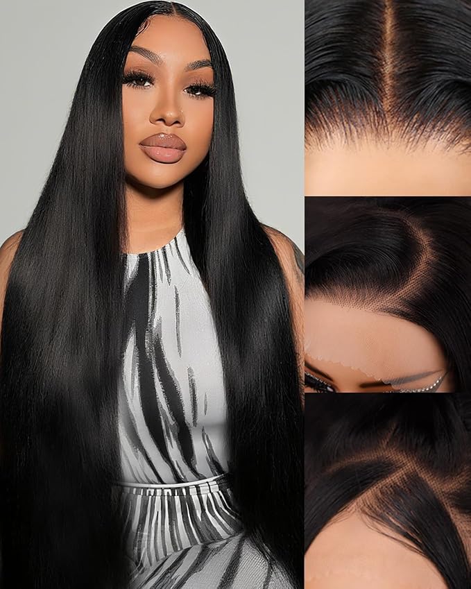 34 Inch Straight Wigs Human Hair 200 Density 13x6 Lace Front Wigs Human Hair Pre Plucked HD Lace Frontal Wigs Human Hair for Women Glueless Wigs Human Hair