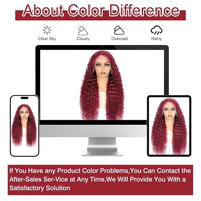 Burgundy Wig Human Hair 99j Burgundy 13x6 Deep Wave Lace Front Wigs Human Hair Pre Plucked 180% Density HD Transparent Lace Frontal Wigs for Black Women Red Colored Wig 28 Inch