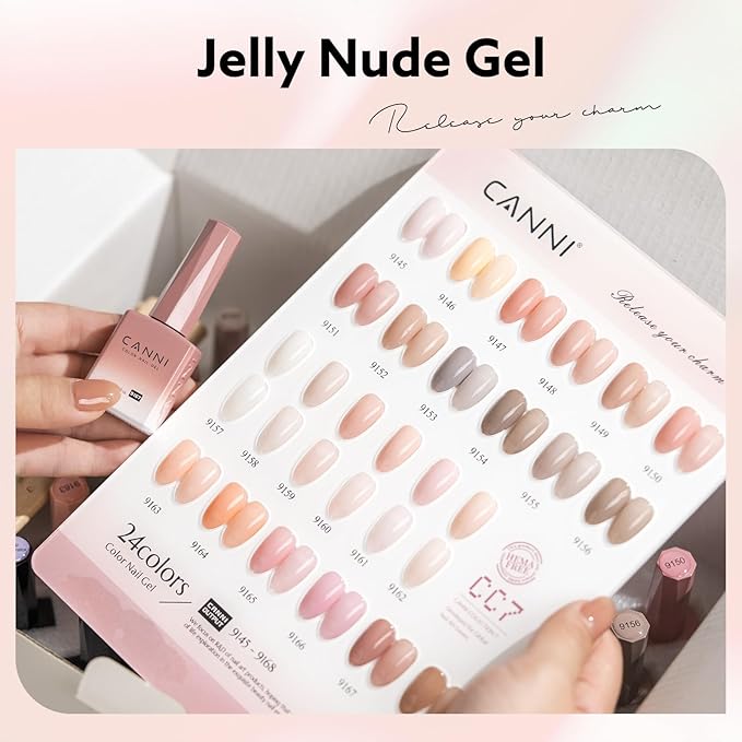 CANNI Jelly Pink Gel Nail Polish, 1Pcs Jelly Nude Pink Gel Polish Sheer Clear Light Pink Gel Polish Translucent Color Nail Polish Gel Soak Off U V Gel Nail French Nail Manicure Salon DIY