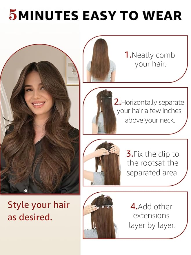 Clip in Hair Extensions Real Human Hair, 18 Inch 120g, #1 Jet Black, Natural Straight Clip On Hair Extensions 6pcs Per Set With 18 Clips Double Drawn(#1,18'')
