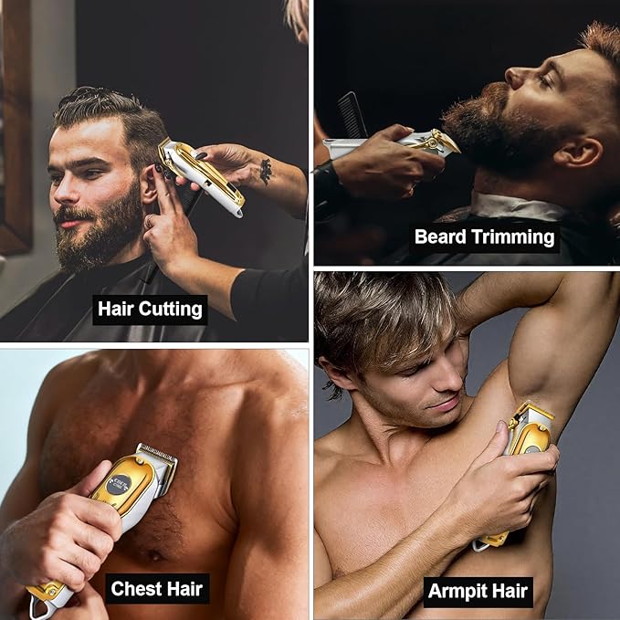 CIICII Hair Clippers for Men Professional, Cordless Barber Clippers for Hair Cutting (12Pcs Rechargeable USB Adjustable LCD Display Hair Beard Grooming Trimming Haircut Kit) for DIY Home Barber Salon