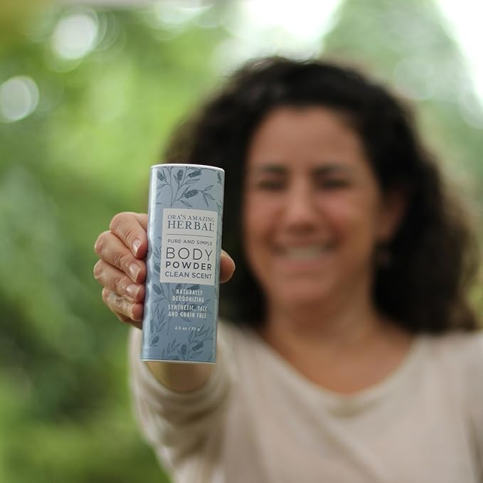 Ora's Amazing Herbal Body Powder for Men and Women, Dusting, Foot Powder, Talc Free, Cornstarch Free, Clean Scent with Essential oils of Lemongrass, Eucalyptus and Spearmint