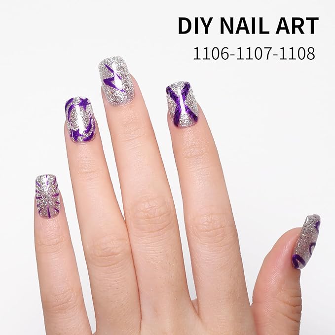 Silve Gel Polish Glitter Hema Free 0.34 OZ Same Color Same Top Cover Reflective Sparkle UV Polish Christmas Manicure Nail Art DIY