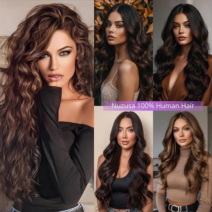 Clip in Hair Extensions Real Human Hair,100% Seamless Invisible Remy Human Hair Silky Straight, 8pcs Per Set with Double Weft,2 Dark Brown,26inch 130g/4.6oz