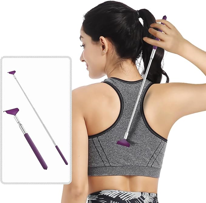 2 Pack Portable Extendable Back Scratcher, Stainless Steel Telescoping Back Scratcher with Beautiful Present Packaging(Purple)