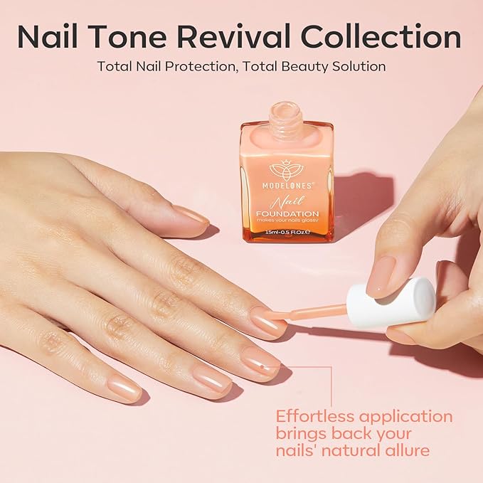 modelones Nail Strengthener Nude Nail Repair for Damaged Nails Strengthening Polish 15ml Nail Growth and Strengthener Natural Concealer Foundation Nail Care Gifts for Women