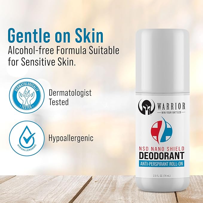 Warrior’s Nano Shield Antiperspirant Deodorant - Roll on Deodorant for 48 Hrs Sweat & Odor Protection – Full Body Deodorant for Men & Women – Great for Military Personnel & Outdoor Activists - 2.5 Oz