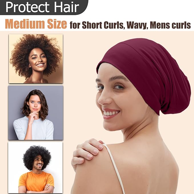 Sleep Cap Bonnet for Sleeping, Adjustable Cooling Ice Silk Lined Hair Bonnets for Natural Curly Braids Beanie Hat Women Men