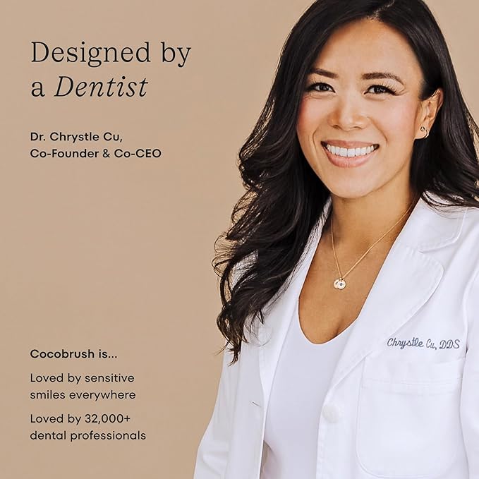 Cocolab Cocobrush, Ultra-Soft Manual Toothbrush, Dentist-Designed, Gentle on Gums, Made from Recycled Plastic, Cherry Blossom