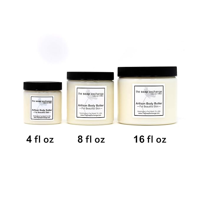 The Soap Exchange Body Butter - Lavender Sage Scent - Hand Crafted 8 fl oz / 240 ml Natural Artisan Skin Care, Shea Butter, Aloe Vera, Nourish, Moisturize, & Protect. Made in the USA.