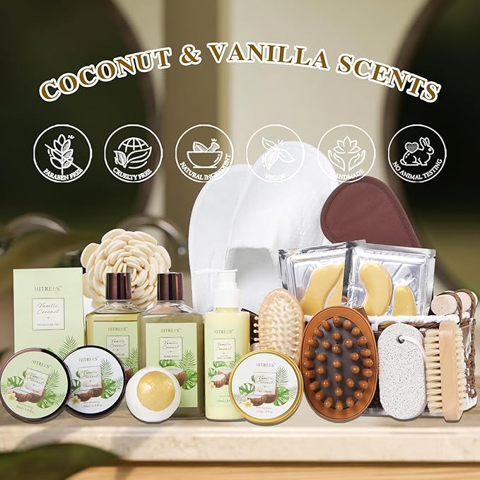 Birthday Gifts For Women,Bath and Body Gift Luxurise 18pcs Set,Coconut Vanilla Christmas Gifts , Thank You Gifts, Friendship Gifts For Women
