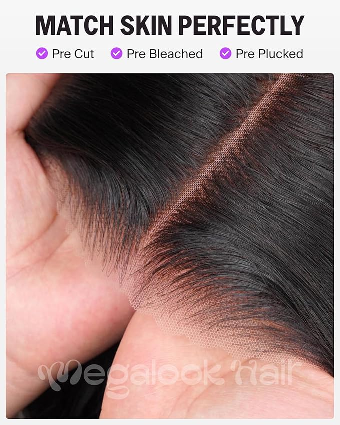 Wear and Go Glueless Wigs Human Hair Pre Plucked Pre Cut 6x6 Lace Front Wig Human Hair 220% Density Bleached Knots Straight Wig 20 Inch