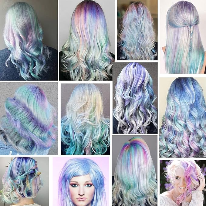 Rhyme 21" 16 PCS Light Green Sky Blue Hair Ins Colored Clip in Hair Extensions Straight Fashion Hairpieces for Party Highlights Girls Hair Accessories (Light green,Light blue)