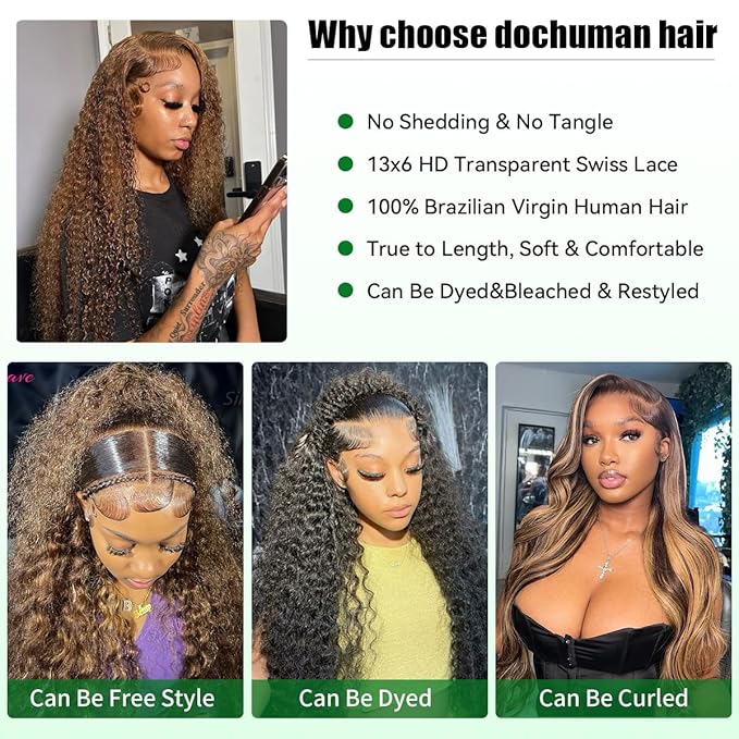 30inch Honey Blonde Wig Human Hair Deep Wave Lace Front Wigs Human Hair 13x6 highlight ombre 4/27 Hd Lace Frontal Wigs Glueless Wig Pre Plucked For Women
