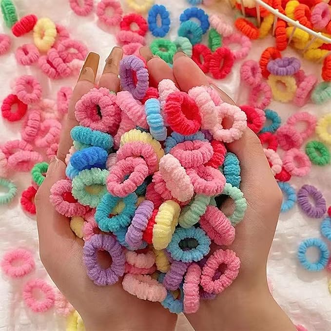 500 PCS Multicolor Cotton Hair Ties, Small Seamless Kids Hair Ties – Soft No-Crease Baby Hair Elastics for Girls, Kids & Toddlers, Gentle Ponytail Holders for Thin & Thick Hair. (multicolour)