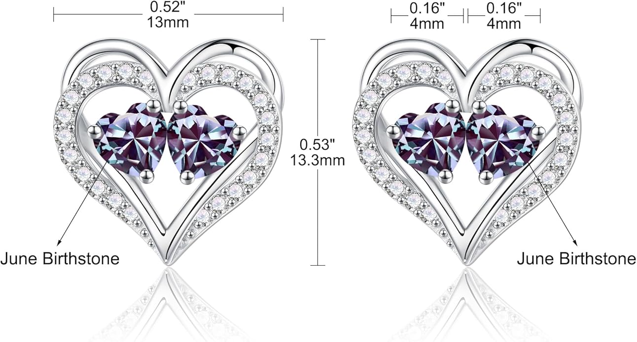 Iefil Christmas Gifts for Women Wife - 925 Sterling Silver Birthstone Earrings, Anniversary Birthday Gifts for Women Wife Girlfriend Mom