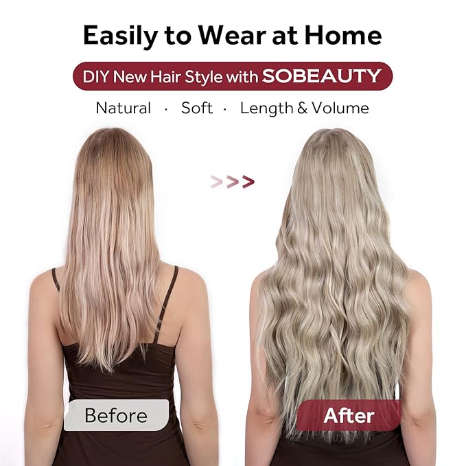 Clip in Hair Extensions Real Human Hair Seamless Clip Ins 100% Remy Hair Extensions PU Weft Golden Blonde Mix Light Blonde Thick&Invisible #P16A/22A 22Inch 120G 8PCS