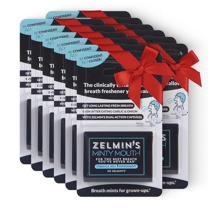 Zelmin's Minty Mouth Breath Freshener - (12 Pack) Long Lasting Bad Breath Treatment for Adults, Instant Freshness Helps with Dry Mouth, Natural Breath Mints for Travel, Alcohol-Free, Keto, Gluten-Free
