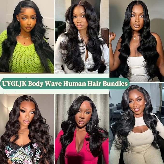 Body Wave Bundles Human Hair 26 Inch 14A Human Hair Bundles Real 100% Raw Unprocessed Brazilian Virgin Sew in Quick Weave Natural Black Deals Thick Hair Extensions