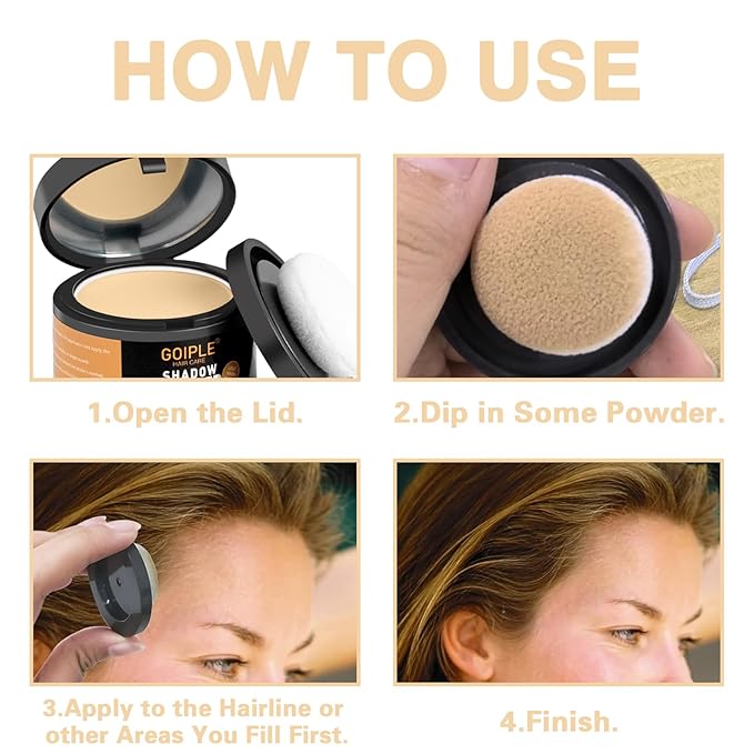 Root Cover Up Powder Hairline Powder for Women Root Touch Up Hair Color for Bald Spots, Eyebrows, Beard Line, Light-Blonde Hair Fibers for Thinning Hair Shadow Cover Up 2 Pack (Light Warm Brown)