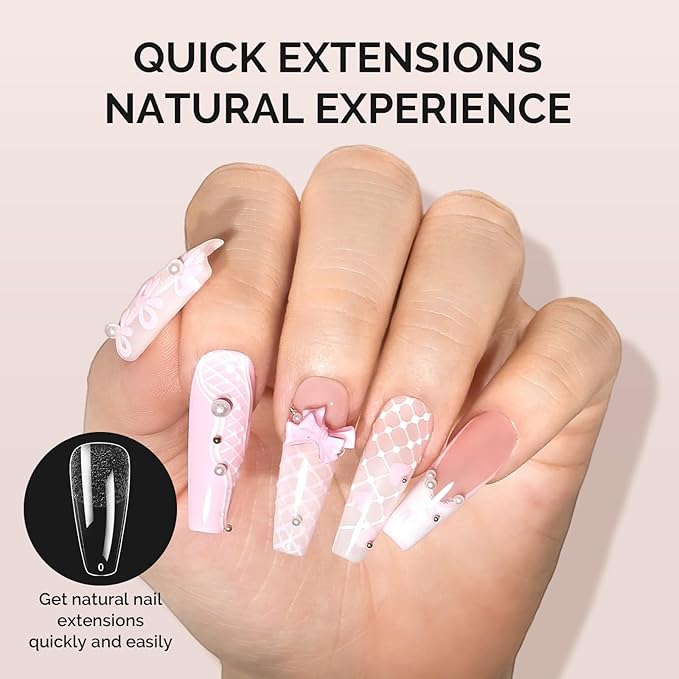 MelodySusie Long Coffin X Nail Tips - 300Pcs 15Sizes Clear Acrylic, Half Matte Full Cover Press on Nails for DIY Extension & Salon Use,Pre-Shaped for Long-Lasting Manicure