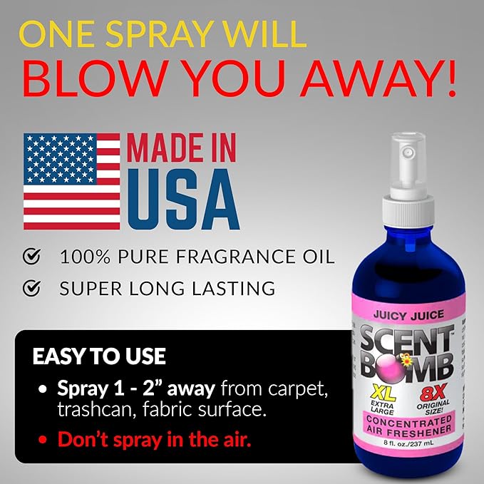 Scent Bomb Air Freshener Spray, Long-Lasting Odor Eliminator for Home & Car, Effective Deodorizer Spray for Kitchen, Bathroom, Fresh Room Spray & Smell Neutralizer, Juicy Juice