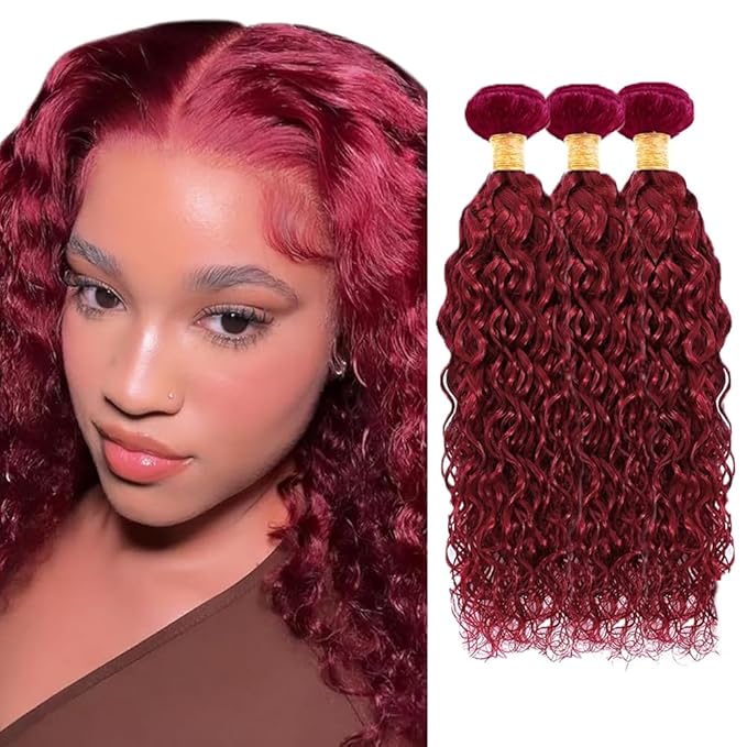 Burgundy Bundles Human Hair 99j Water Wave Bundles 14 16 18 inch Red Human Hair Bundle Burgundy Water Wave Bundle