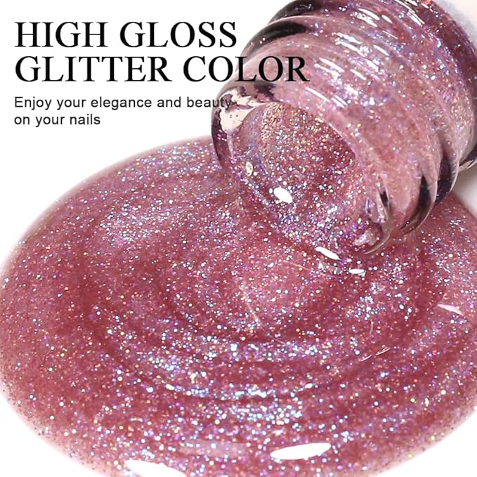 Imtiti Glitter Gel Nail Polish, 1Pcs Starlight Pink to Cyan Gel Polish Sparkle Soak Off UV LED Gel Polish, Long Lasting, Fairy Princess for Women Gift (0.34 Fl Oz-958)