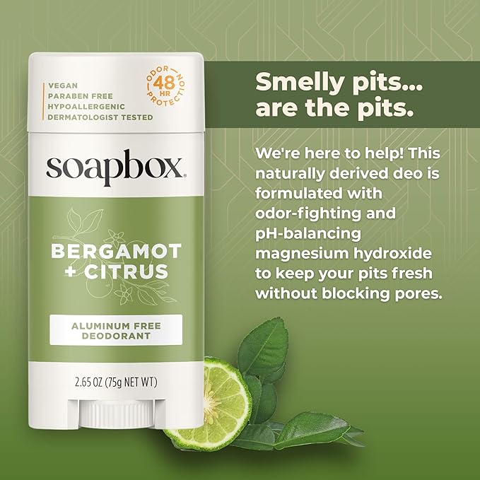 Soapbox Aluminum Free Deodorant, Coconut & Vanilla Scented Deodorant, Scented Aluminum-Free Natural Deodorants, 2.65oz