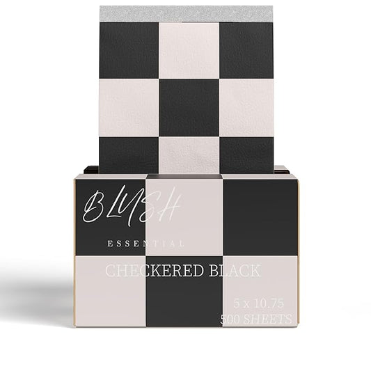 Checkered Black Hair Foils for Highlighting and Coloring - Aluminum Foil Sheets, Salon Hair Foils, 5"x10.75", 500 Foil Sheets for Professional Hair Stylists