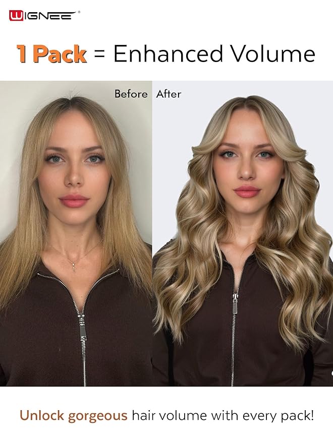 WIGNEE Double Invisible OVO Balayage Hair Extension Genius Invisible Weft with Holes 20 Inch Highlight Brown Remy Hair Extensions Real Human Hair Glueless for Thin Hair 5 PCS 100g (P4/8)