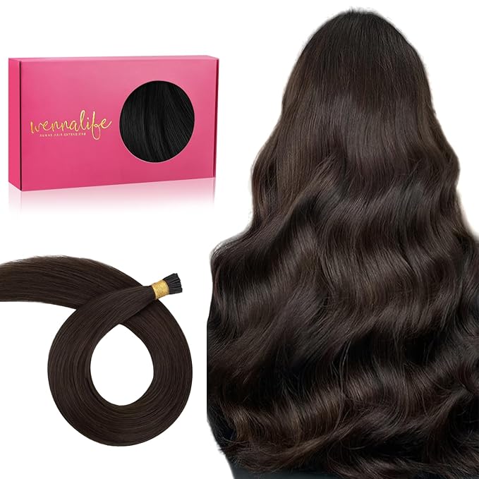 WENNALIFE I Tip Hair Extensions Human Hair, 50g 50s 20 Inch Light Dark Brown Remy Itip Human Hair Extensions Invisible Itips Straight I Tips Fusion Extensions Real Human Hair