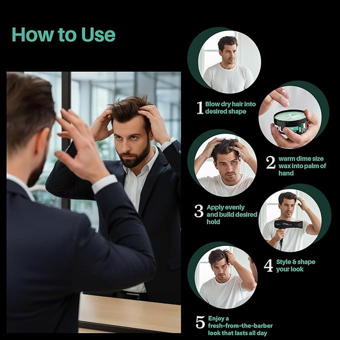 Hydro Hair Wax for Men, Water-Based Hair Wax Stick for Strong Hold and Wet Look Finish, Alternative to Gel Pomade, Alcohol Free Hair Care Product with Shiny Finish, Made in Italy, 100 ml