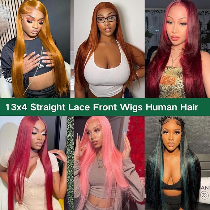 30 Inch 13x4 Lace Front Wigs Human Hair 180 Density Straight HD Lace Front Wigs Human Hair Pre Plucked 13x4 Lace Frontal Straight Human Hair Wigs for Women Glueless Wigs Human Hair (Natural Color)