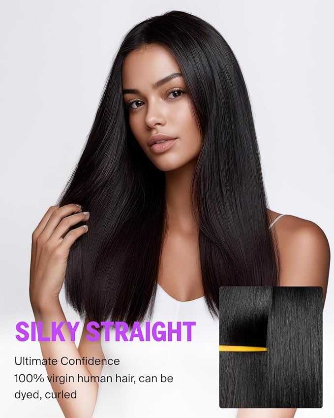 Wear and Go Glueless Wigs Human Hair Pre Plucked Pre Cut 6x6 Lace Front Wig Human Hair 220% Density Bleached Knots Straight Wig 20 Inch