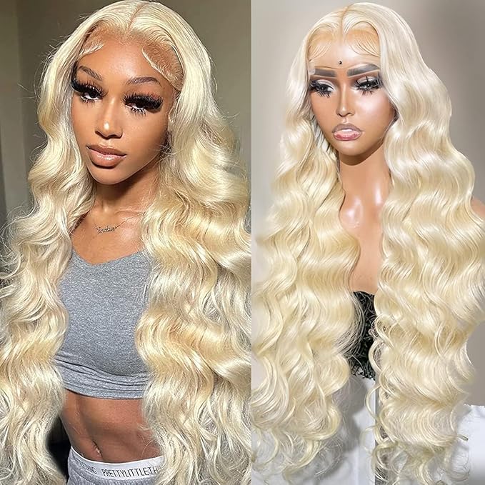 Alimubi 613 13x6 Lace Front Wig Human Hair 200 Density 613 Lace Front Wig Human Hair Body Wave Blonde Wig Human Hair（20 Inch）