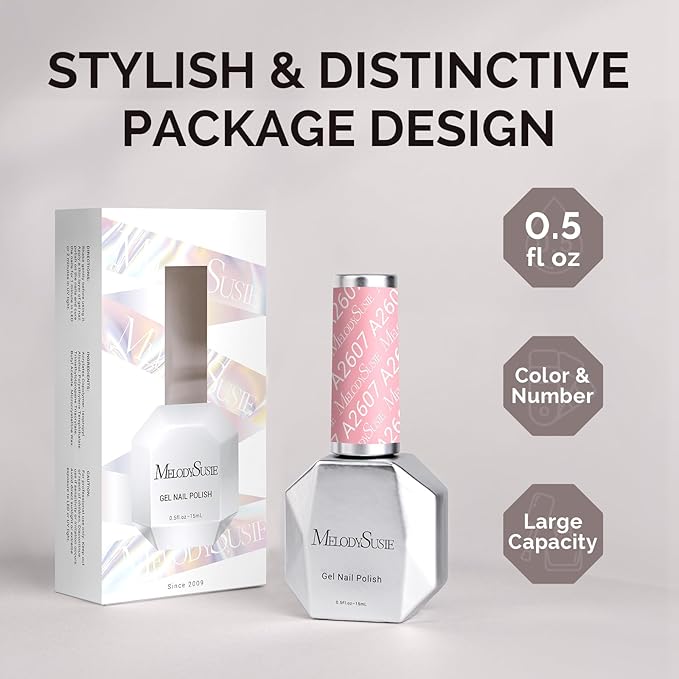 MelodySusie 0.5fl oz Milky Pink Gel Nail Polish, Nails Soak Off UV LED Baby Pink Gel Polish Gift for Women Nail Art Manicure Salon DIY Nail Design Decoration at Home-A2607