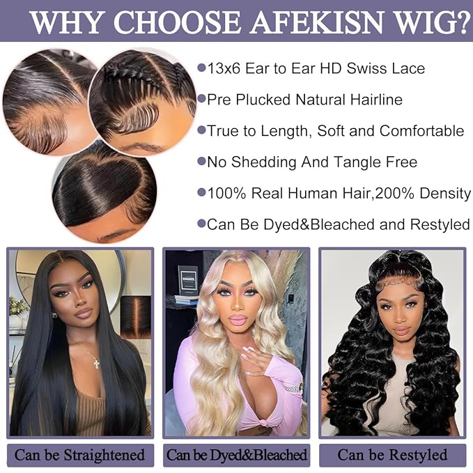 34 Inch 13x6 Lace Front Wigs Human Hair Pre Plucked 200% Density Body Wave HD Transparent Lace Frontal Wigs For Women Can Last 6-9 Months Tangle-Free Natural Color Glueless Wigs with Baby Hair