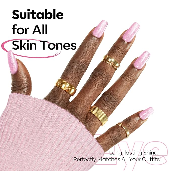 modelones Pink Cat Eye Gel Polish Slik Glitter Holographic Jelly Glass Cat Eye Light Rose Shimmer Reflective Translucent U v Gel Magnetic Nail Polish 15 ML
