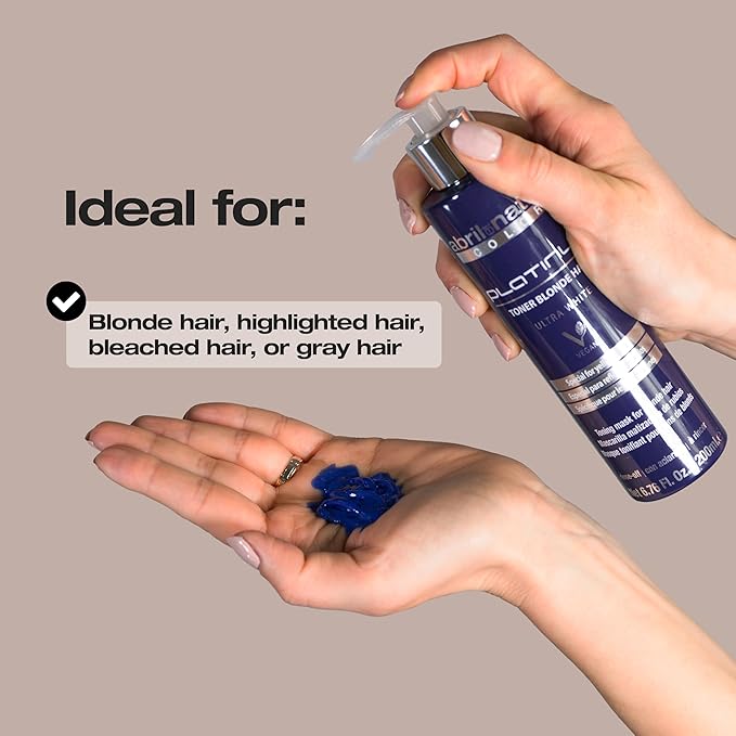 abril et nature - Platinum Professional Mask - For Blonde, Bleached, Highlighted, and/or Gray Hair - Violet Toner - Goodbye Yellow Tones - Platinum Appearance - 200 ml