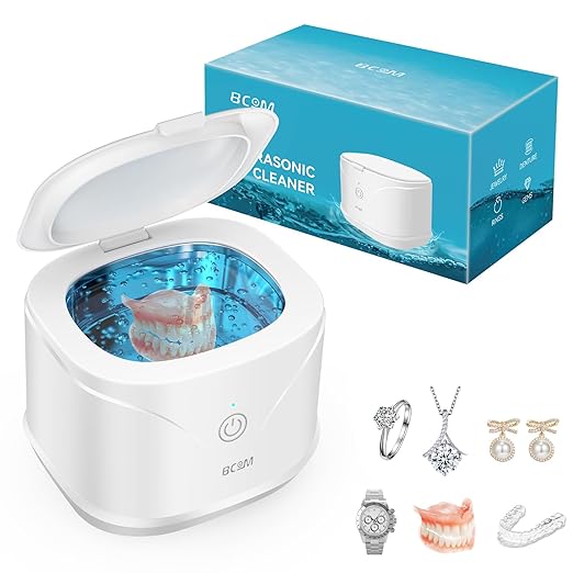 BCOM Retainer Cleaner,Jewelry CleanerUltrasonic Machine 46kHz, Jewelry&Retainer Cleaner 2-in-1 Professional Portable Dental Jewelry Pod Deep Cleaning forJewelry,Retainer, Mouth Guard, Ring Xmas Gift