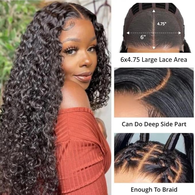 Julia Hair 12A Bye Bye Knots Glueless Wig Water Wave 7x5 Pre Cut HD Lace Closure Wigs Human Hair Wear and Go Pre Plucked for Beginners Wet Wavy Lace Front Wigs Brazilian Hair Natural 26 Inch