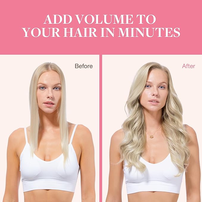 GOO GOO Clip in Hair Extensions Real Human Hair, Remy Human Hair Extensions Clip ins for Women, Natural Human Hair, 24inch 140g 7Pcs, #17A/60A Ash Blonde Highlighted Platinum Blonde
