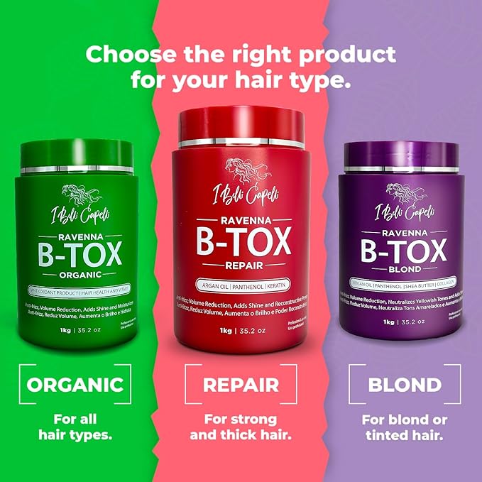 I Belli Capelli Ravenna Hair Treatment Kit- 1kg/35.02 oz B-tox Hair Mask + 300ml/10.1 fl.oz Anti-Residue Shampoo- Repair & Clarifying Shampoo for Longer Effect
